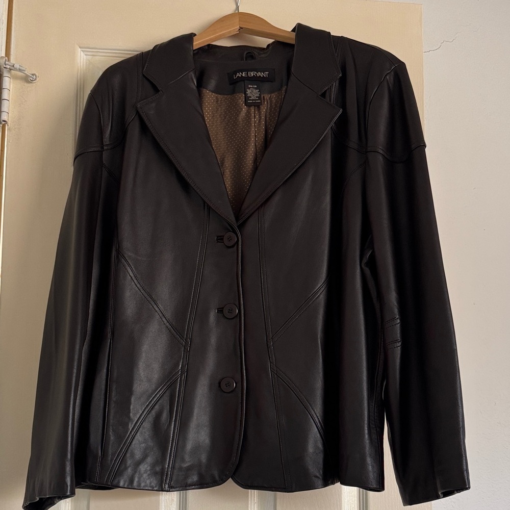 Lane Bryant Dark Brown Leather Blazer
